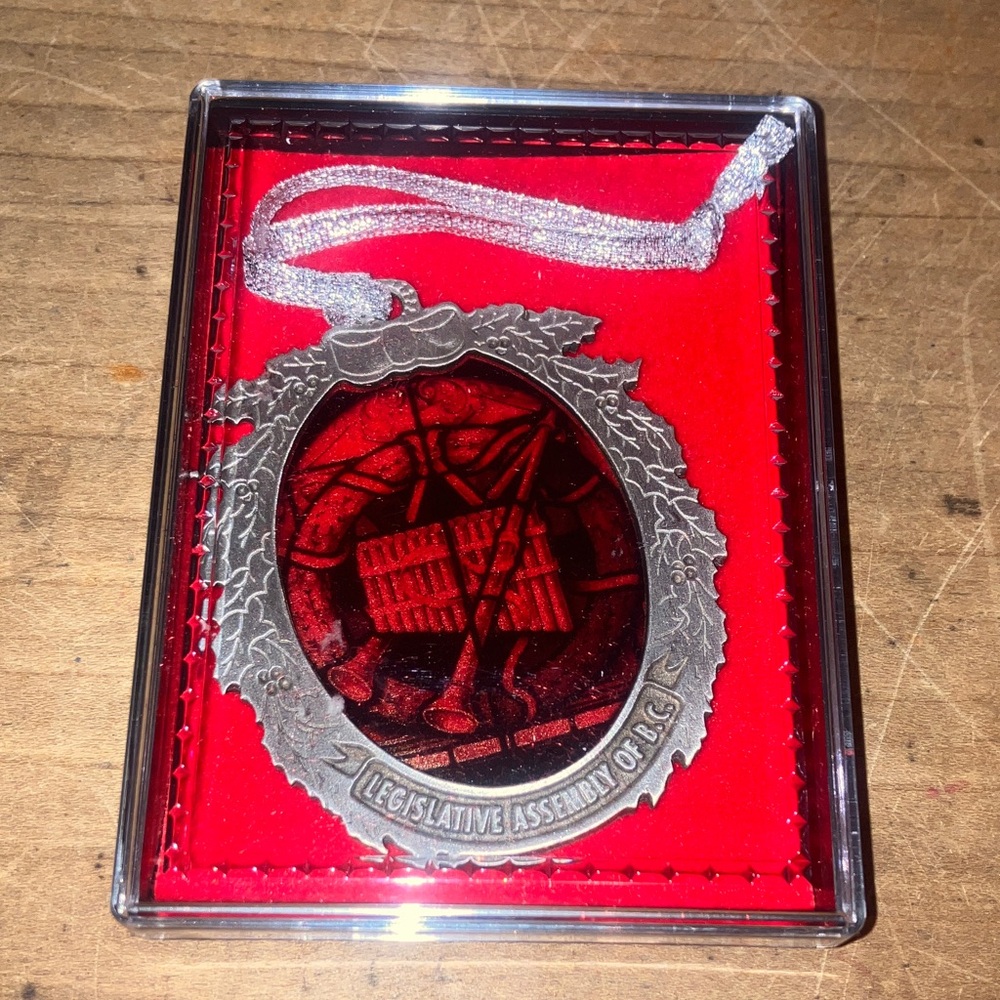 BC legislative assembly Solid Pewter stained glass Holiday Ornament